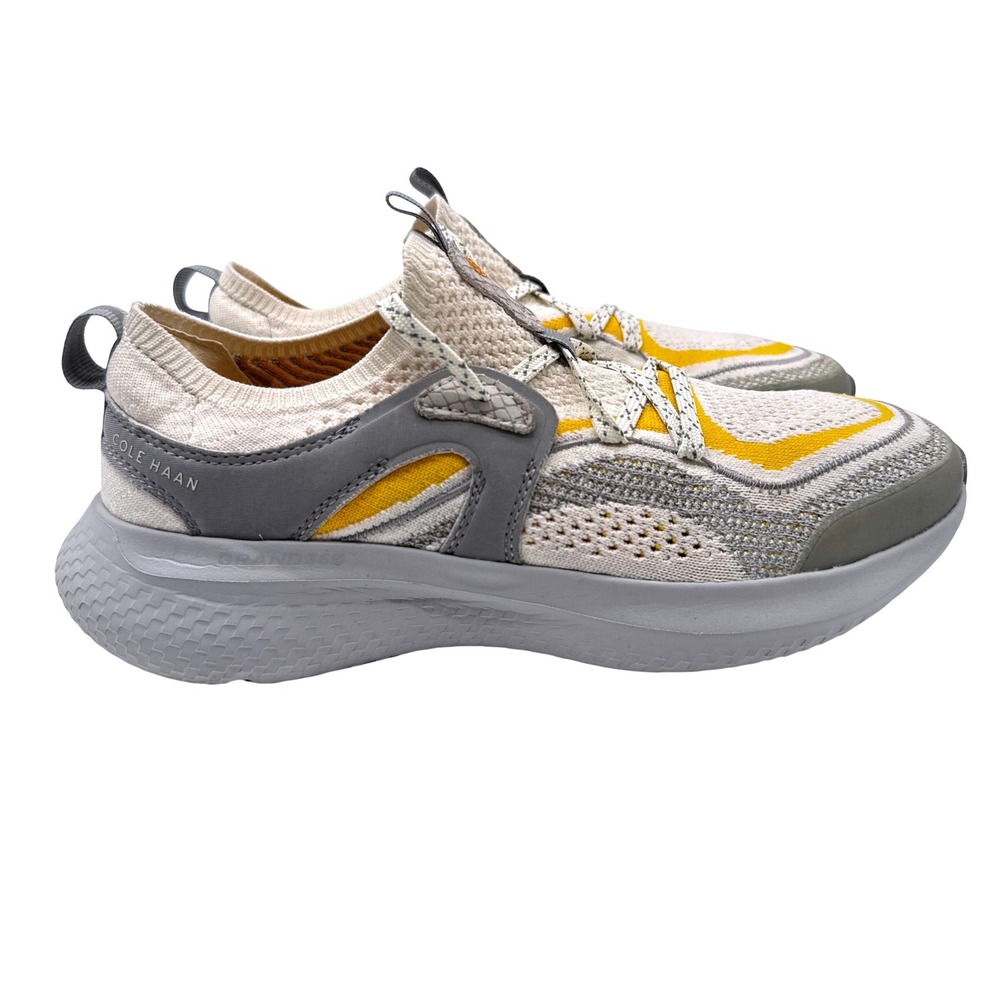 Cole Haan Zerogrand Outpace 2 Womens 9 Ivory Grey Yellow Excellent Knit Runner